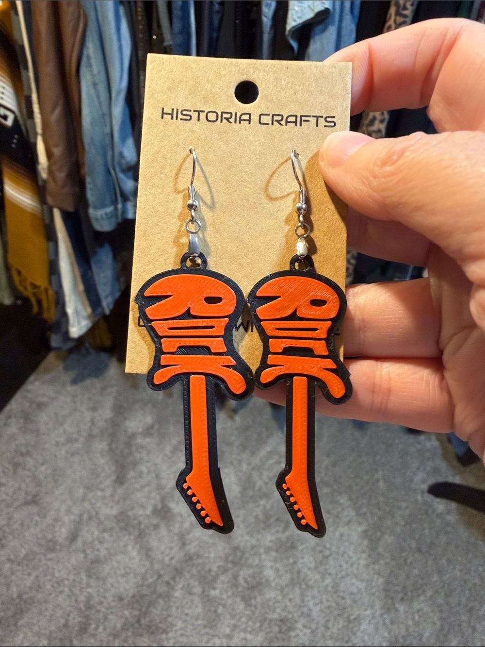 Red & Black Rock Guitar 3 D printed Earrings